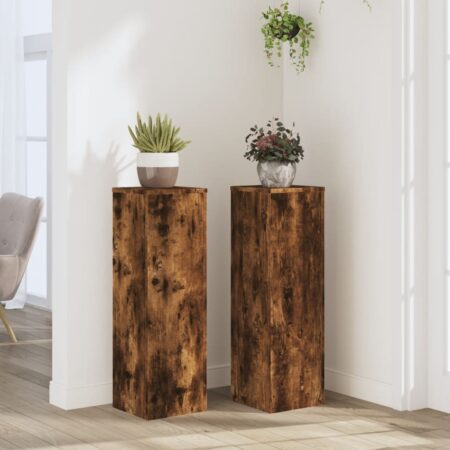 vidaXL plantestativer 2 stk. 25x25x80 cm konstrueret træ røget eg