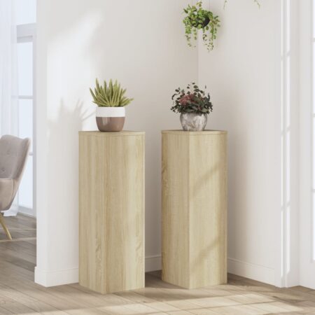 vidaXL plantestativer 2 stk. 25x25x80 cm konstrueret træ sonoma-eg