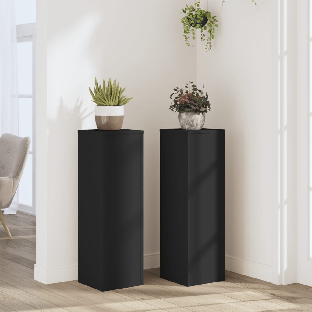 vidaXL plantestativer 2 stk. 25x25x80 cm konstrueret træ sort vidaXL plantestativer 2 stk. 25x25x80 cm konstrueret træ sort