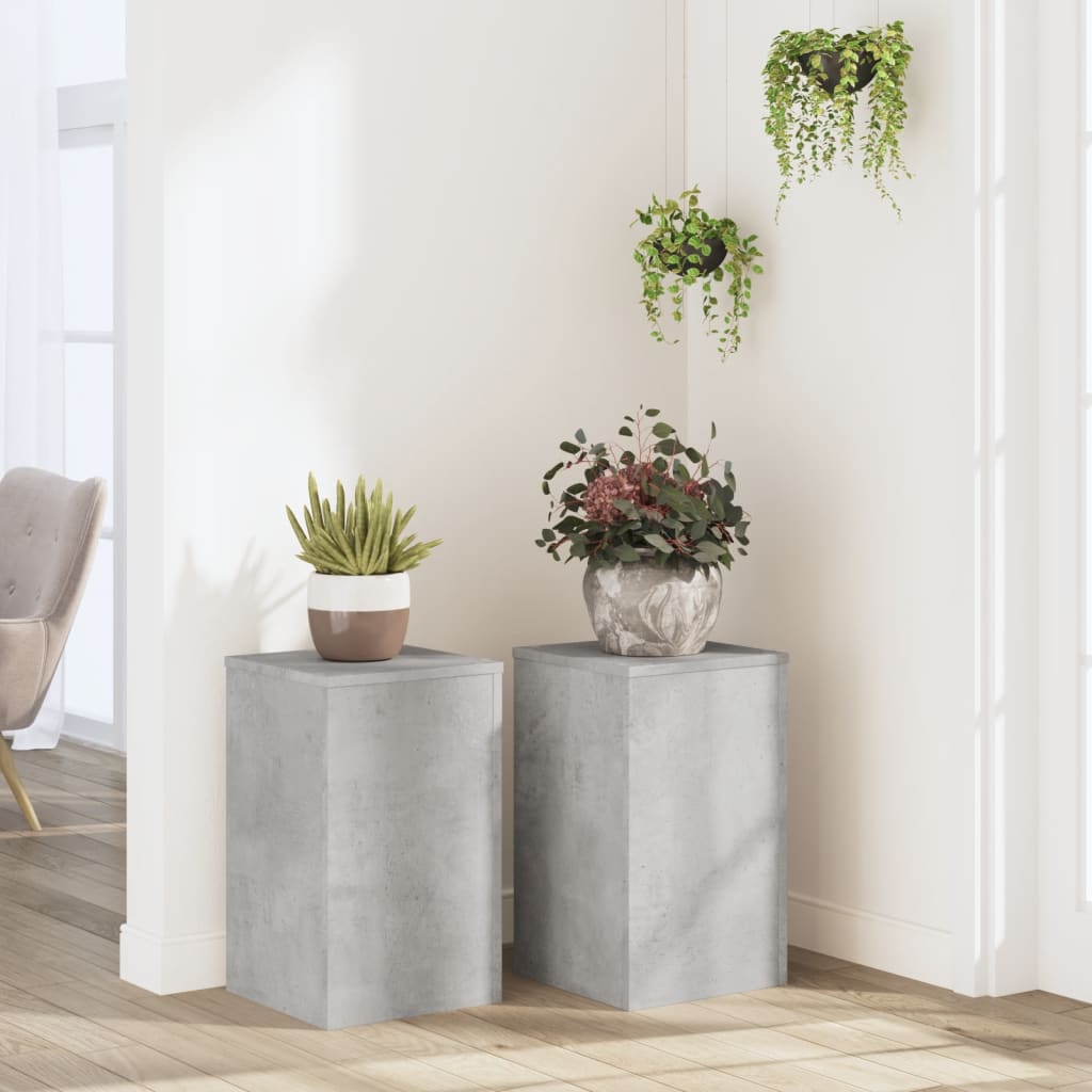 vidaXL plantestativer 2 stk. 30x30x50 cm konstrueret træ betongrå vidaXL plantestativer 2 stk. 30x30x50 cm konstrueret træ betongrå