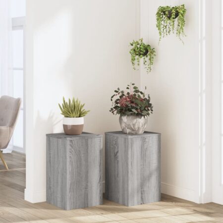 vidaXL plantestativer 2 stk. 30x30x50 cm konstrueret træ grå sonoma-eg