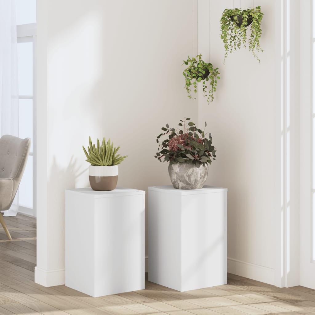 vidaXL plantestativer 2 stk. 30x30x50 cm konstrueret træ hvid vidaXL plantestativer 2 stk. 30x30x50 cm konstrueret træ hvid