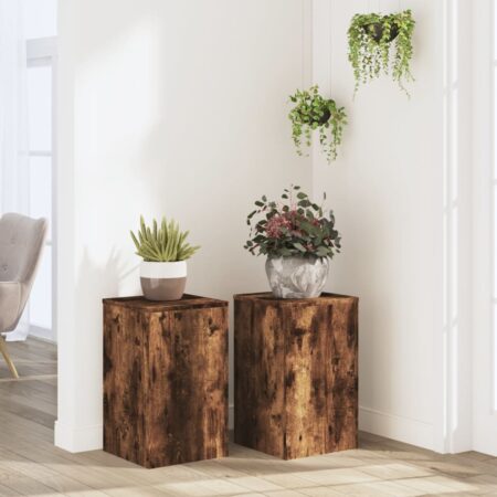 vidaXL plantestativer 2 stk. 30x30x50 cm konstrueret træ røget eg