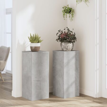 vidaXL plantestativer 2 stk. 30x30x70 cm konstrueret træ betongrå