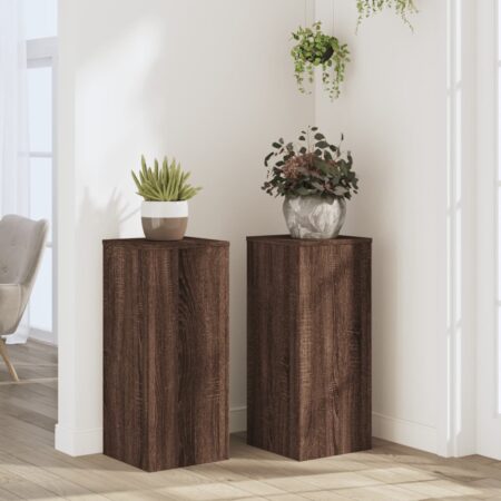 vidaXL plantestativer 2 stk. 30x30x70 cm konstrueret træ brunt eg