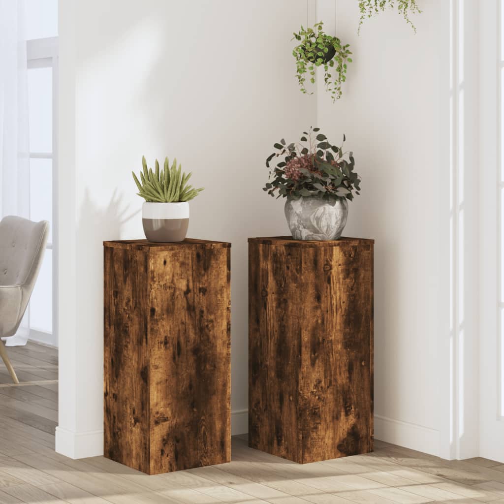 vidaXL plantestativer 2 stk. 30x30x70 cm konstrueret træ røget eg vidaXL plantestativer 2 stk. 30x30x70 cm konstrueret træ røget eg
