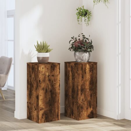 vidaXL plantestativer 2 stk. 30x30x70 cm konstrueret træ røget eg