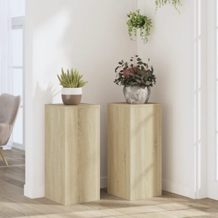 vidaXL plantestativer 2 stk. 30x30x70 cm konstrueret træ sonoma-eg