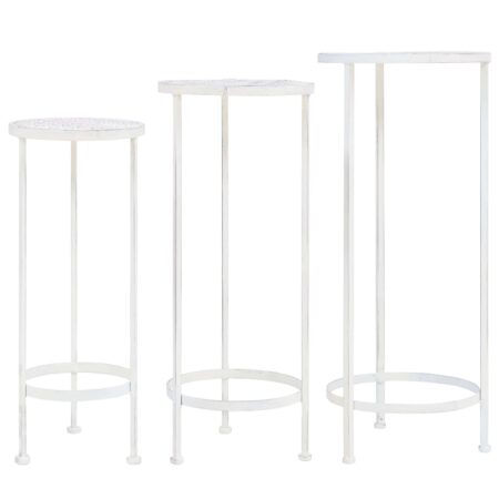 vidaXL plantestativer 3 dele vintagestil metal antik hvid