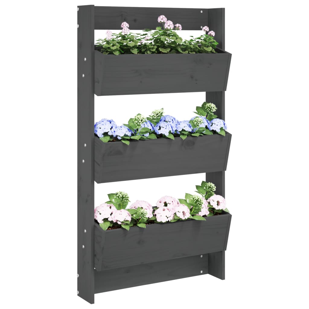 vidaXL plantevæg 60x18,5x110 cm 3 niveauer massivt fyrretræ grå vidaXL plantevæg 60x18,5x110 cm 3 niveauer massivt fyrretræ grå