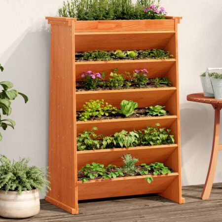 vidaXL plantevæg 69x40x101,5 cm 6 niveauer massivt fyrretræ gyldenbrun